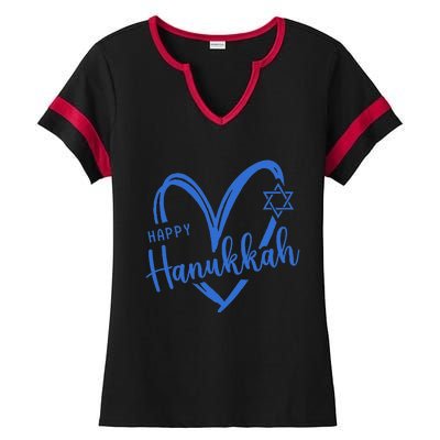 Hanukkah Dreidel Menorah Jewish Chanukah Holiday  Ladies Halftime Notch Neck Tee