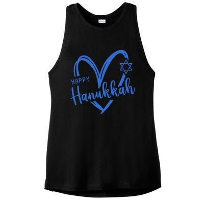 Hanukkah Dreidel Menorah Jewish Chanukah Holiday  Ladies PosiCharge Tri-Blend Wicking Tank