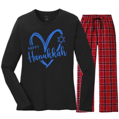 Hanukkah Dreidel Menorah Jewish Chanukah Holiday  Women's Long Sleeve Flannel Pajama Set 