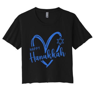 Hanukkah Dreidel Menorah Jewish Chanukah Holiday  Women's Crop Top Tee