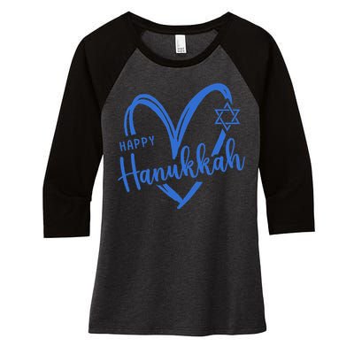 Hanukkah Dreidel Menorah Jewish Chanukah Holiday  Women's Tri-Blend 3/4-Sleeve Raglan Shirt