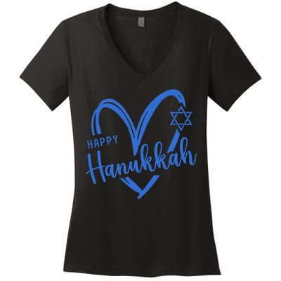 Hanukkah Dreidel Menorah Jewish Chanukah Holiday  Women's V-Neck T-Shirt