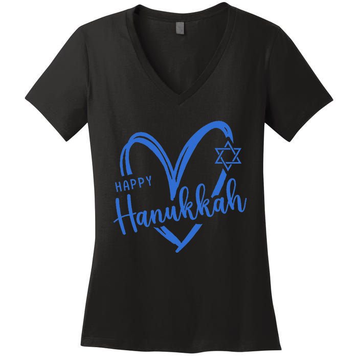 Hanukkah Dreidel Menorah Jewish Chanukah Holiday  Women's V-Neck T-Shirt