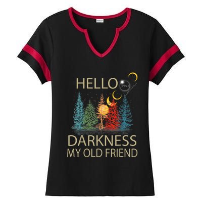 Hello Darkness My Old Friend Solar Eclipse April 08 2024 Ladies Halftime Notch Neck Tee