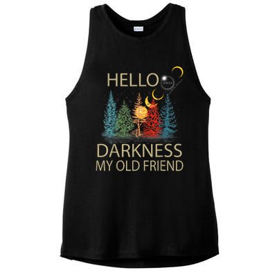 Hello Darkness My Old Friend Solar Eclipse April 08 2024 Ladies PosiCharge Tri-Blend Wicking Tank