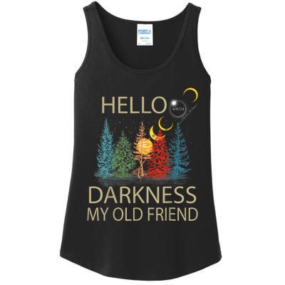 Hello Darkness My Old Friend Solar Eclipse April 08 2024 Ladies Essential Tank