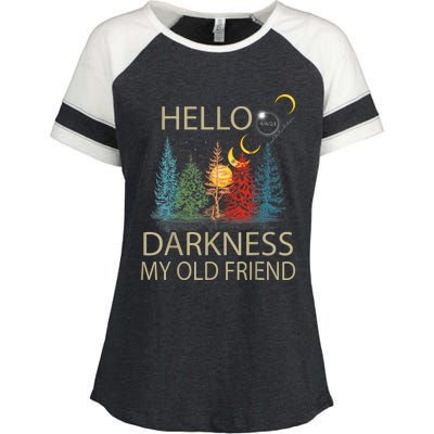 Hello Darkness My Old Friend Solar Eclipse April 08 2024 Enza Ladies Jersey Colorblock Tee