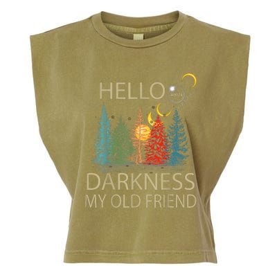 Hello Darkness My Old Friend Solar Eclipse April 08 2024 Garment-Dyed Women's Muscle Tee