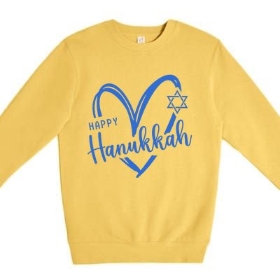 Hanukkah Dreidel Menorah Jewish Chanukah Holiday  Premium Crewneck Sweatshirt