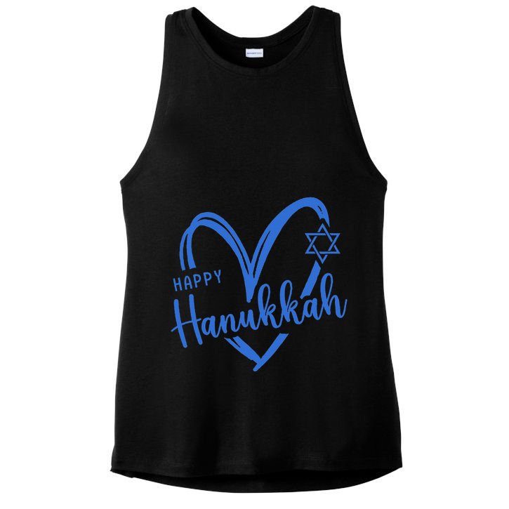 Hanukkah Dreidel Menorah Jewish Chanukah Holiday  Ladies PosiCharge Tri-Blend Wicking Tank