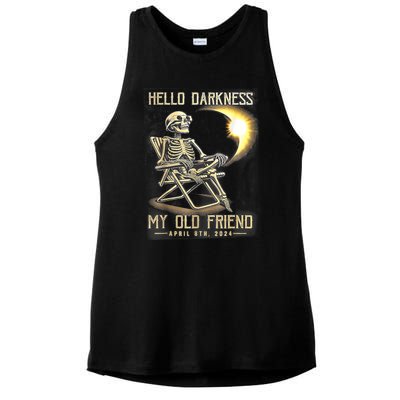 Hello Darkness My Old Friend Funny Skeleton Solar Eclipse Ladies PosiCharge Tri-Blend Wicking Tank