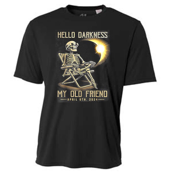 Hello Darkness My Old Friend Funny Skeleton Solar Eclipse Cooling Performance Crew T-Shirt