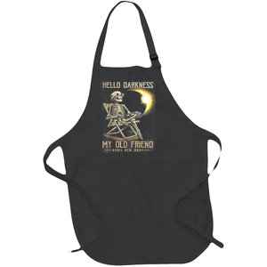 Hello Darkness My Old Friend Funny Skeleton Solar Eclipse Full-Length Apron With Pockets