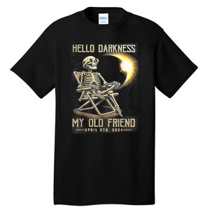 Hello Darkness My Old Friend Funny Skeleton Solar Eclipse Tall T-Shirt