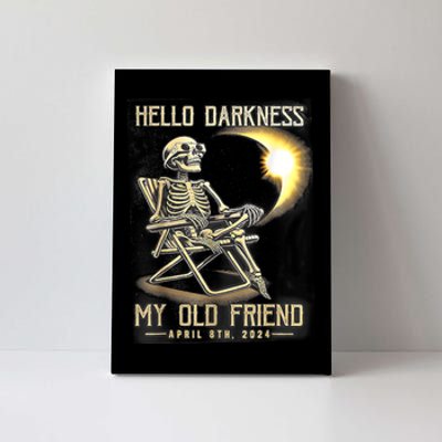 Hello Darkness My Old Friend Funny Skeleton Solar Eclipse Canvas