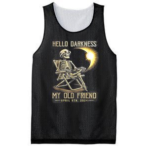 Hello Darkness My Old Friend Funny Skeleton Solar Eclipse Mesh Reversible Basketball Jersey Tank