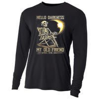 Hello Darkness My Old Friend Funny Skeleton Solar Eclipse Cooling Performance Long Sleeve Crew