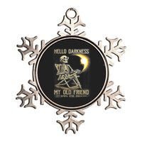 Hello Darkness My Old Friend Funny Skeleton Solar Eclipse Metallic Star Ornament