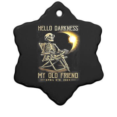 Hello Darkness My Old Friend Funny Skeleton Solar Eclipse Ceramic Star Ornament