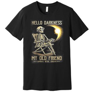 Hello Darkness My Old Friend Funny Skeleton Solar Eclipse Premium T-Shirt