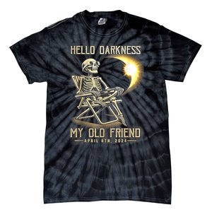 Hello Darkness My Old Friend Funny Skeleton Solar Eclipse Tie-Dye T-Shirt