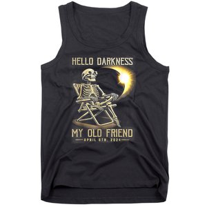 Hello Darkness My Old Friend Funny Skeleton Solar Eclipse Tank Top