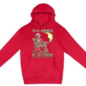 Hello Darkness My Old Friend Funny Skeleton Solar Eclipse Premium Pullover Hoodie