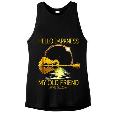 Hello Darkness My Old Friend Funny 2024 Solar Eclipse 4.8.24 Ladies PosiCharge Tri-Blend Wicking Tank