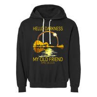 Hello Darkness My Old Friend Funny 2024 Solar Eclipse 4.8.24 Garment-Dyed Fleece Hoodie