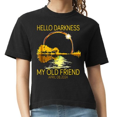 Hello Darkness My Old Friend Funny 2024 Solar Eclipse 4.8.24 Comfort Colors Boxy T-Shirt