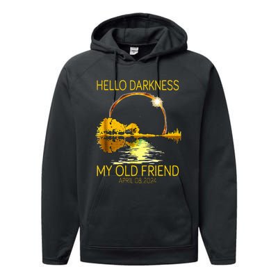 Hello Darkness My Old Friend Funny 2024 Solar Eclipse 4.8.24 Performance Fleece Hoodie