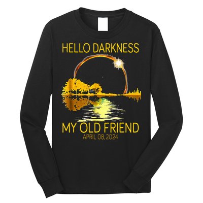 Hello Darkness My Old Friend Funny 2024 Solar Eclipse 4.8.24 Long Sleeve Shirt