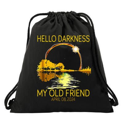 Hello Darkness My Old Friend Funny 2024 Solar Eclipse 4.8.24 Drawstring Bag