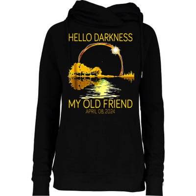 Hello Darkness My Old Friend Funny 2024 Solar Eclipse 4.8.24 Womens Funnel Neck Pullover Hood