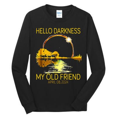 Hello Darkness My Old Friend Funny 2024 Solar Eclipse 4.8.24 Tall Long Sleeve T-Shirt