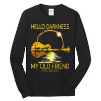 Hello Darkness My Old Friend Funny 2024 Solar Eclipse 4.8.24 Tall Long Sleeve T-Shirt