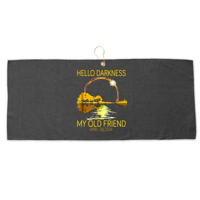 Hello Darkness My Old Friend Funny 2024 Solar Eclipse 4.8.24 Large Microfiber Waffle Golf Towel