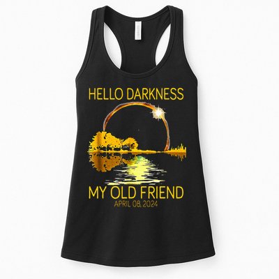 Hello Darkness My Old Friend Funny 2024 Solar Eclipse 4.8.24 Womens Tank Top