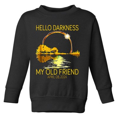 Hello Darkness My Old Friend Funny 2024 Solar Eclipse 4.8.24 Toddler Sweatshirt