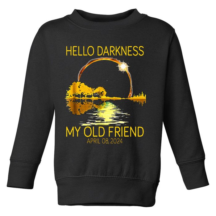 Hello Darkness My Old Friend Funny 2024 Solar Eclipse 4.8.24 Toddler Sweatshirt