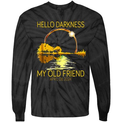 Hello Darkness My Old Friend Funny 2024 Solar Eclipse 4.8.24 Tie-Dye Long Sleeve Shirt