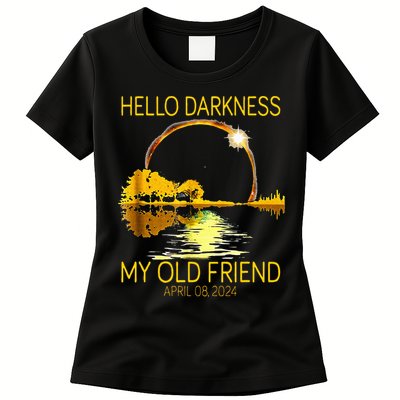 Hello Darkness My Old Friend Funny 2024 Solar Eclipse 4.8.24 Womens T-Shirt
