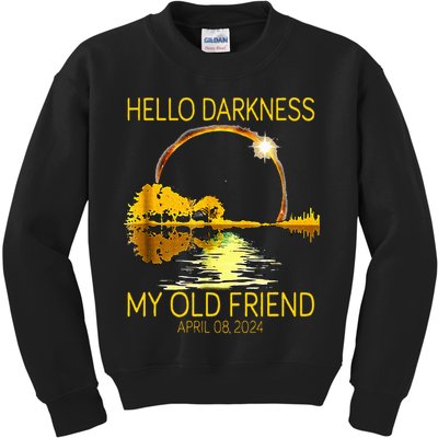 Hello Darkness My Old Friend Funny 2024 Solar Eclipse 4.8.24 Kids Sweatshirt