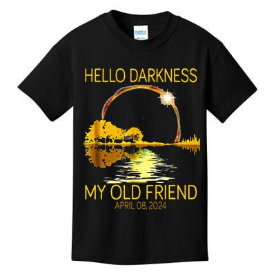 Hello Darkness My Old Friend Funny 2024 Solar Eclipse 4.8.24 Kids T-Shirt