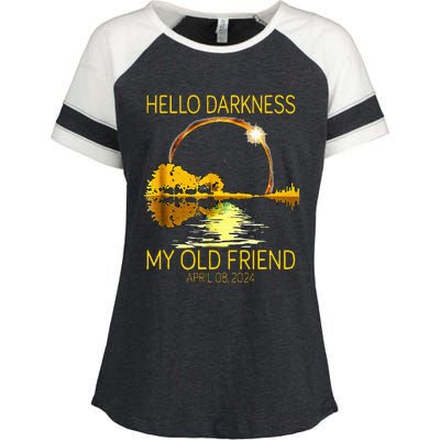 Hello Darkness My Old Friend Funny 2024 Solar Eclipse 4.8.24 Enza Ladies Jersey Colorblock Tee