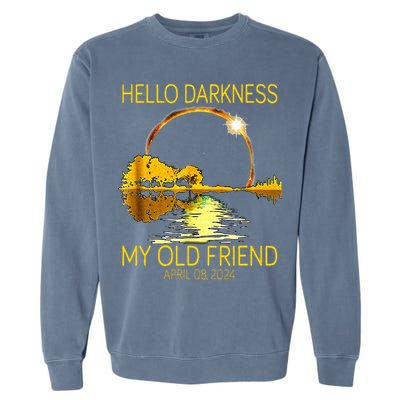 Hello Darkness My Old Friend Funny 2024 Solar Eclipse 4.8.24 Garment-Dyed Sweatshirt
