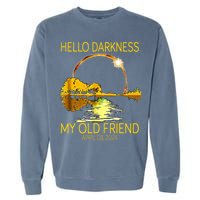 Hello Darkness My Old Friend Funny 2024 Solar Eclipse 4.8.24 Garment-Dyed Sweatshirt
