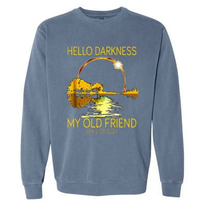 Hello Darkness My Old Friend Funny 2024 Solar Eclipse 4.8.24 Garment-Dyed Sweatshirt