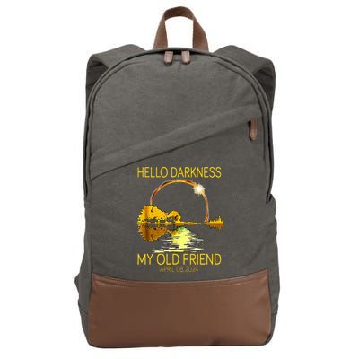 Hello Darkness My Old Friend Funny 2024 Solar Eclipse 4.8.24 Cotton Canvas Backpack