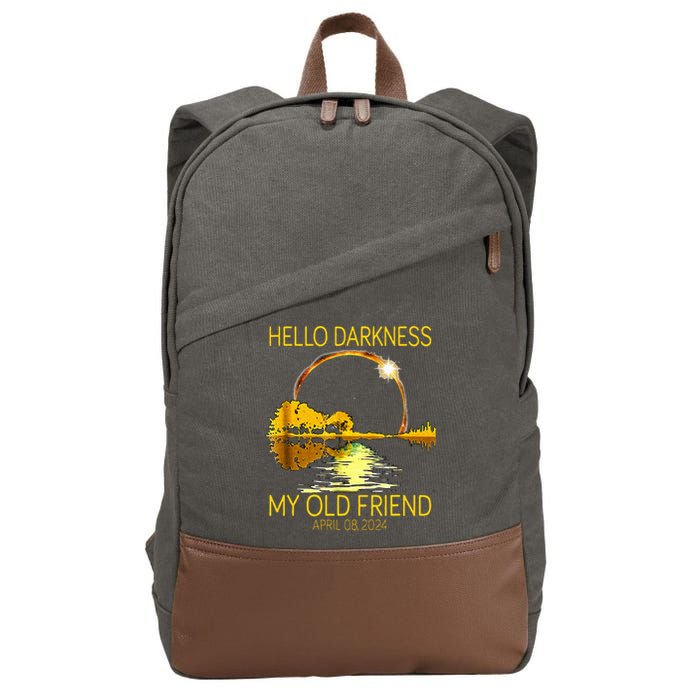 Hello Darkness My Old Friend Funny 2024 Solar Eclipse 4.8.24 Cotton Canvas Backpack